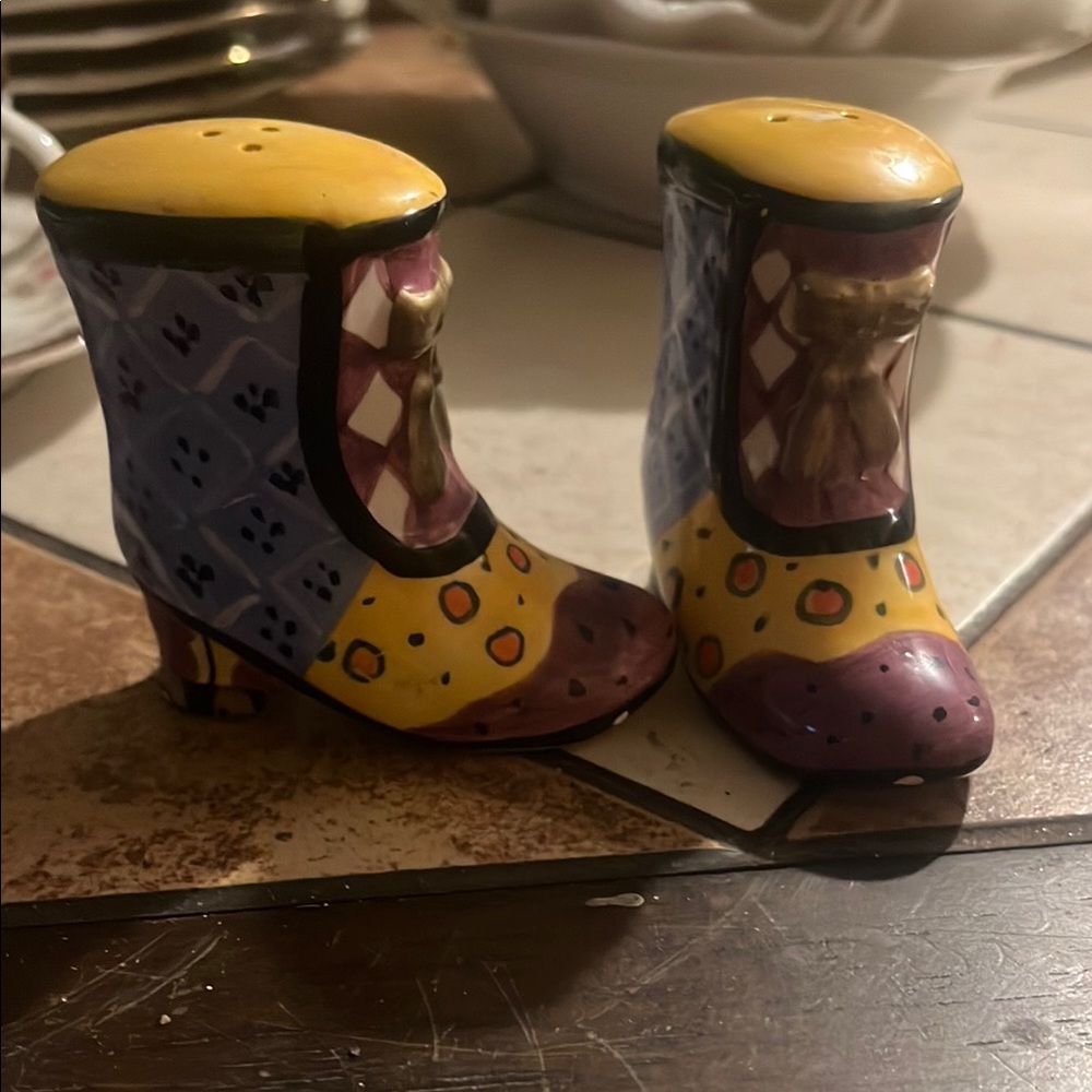 Vibrant Boot-Shaped Salt and Pepper Shakers